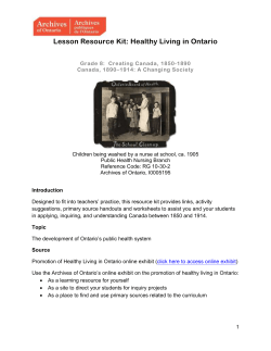 Lesson Resource Kit: Healthy Living in Ontario