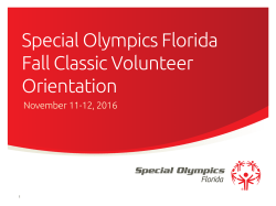 Special Olympics Florida Fall Classic Volunteer Orientation