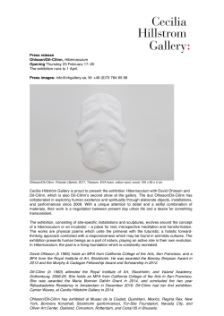 Press release Ohlsson/Dit-Cilinn, Hibernaculum Opening Thursday