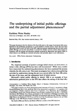 he underpricing of initial public offerin and the partial adjustment