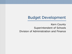 Budget Development - Kern County Superintendent of Schools