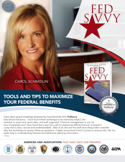 tools And tips to MAxiMize your FederAl BeneFits