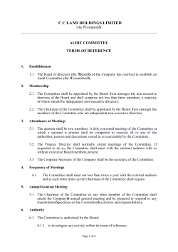 Terms of Reference of Audit Committee
