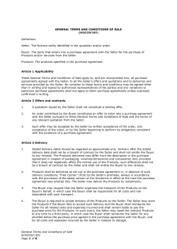 Nutreco General Terms and Conditions of Sale