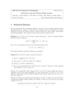 Extractors and the Leftover Hash Lemma 1 Statistical Distance