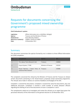 Requests for documents concerning the Government`s proposed