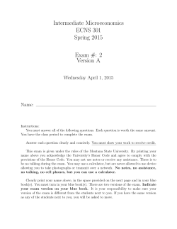 ECNS 301 Spring 2015 Exam #: 2