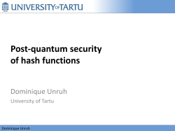 Post-quantum security of hash functions