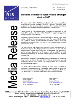Illawarra business sector reveals stronger start to 2015