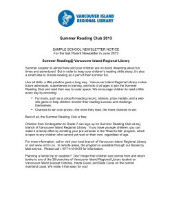 SAMPLE SCHOOL NEWSLETTER NOTICE for Summer Reading Club