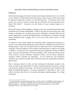 Board Staff`s Utility Consolidated Billing / Purchase of Receivables