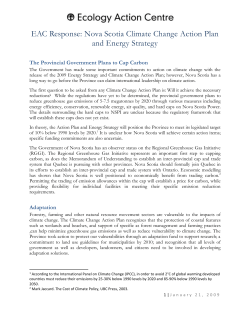 2009 Climate Change Action Plan and Energy Strategy Review
