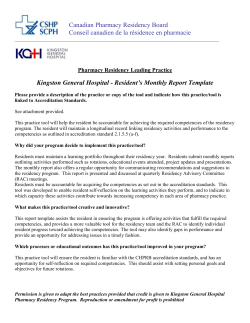 Accredited Pharmacy Practice Residency Outcome Competencies