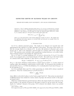 Expected depth of random walks on groups