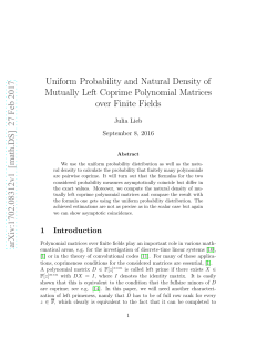 Uniform Probability and Natural Density of Mutually Left Coprime