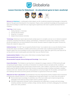 Lesson Overview for MakeQuest - An educational game to learn