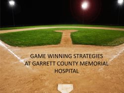 Game Winning Strategies - Maryland Hospital Association