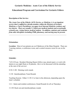 Geriatric Medicine: Acute Care of the Elderly Service