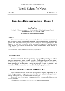 Game-based language teaching &ndash; Chapter II