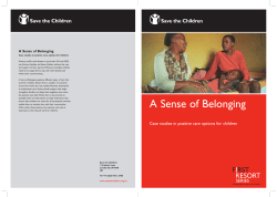 A Sense of Belonging - Save the Children UK