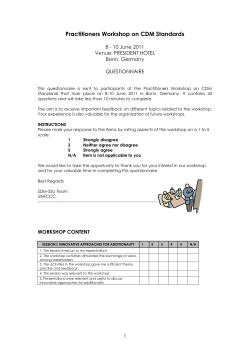 Practitioners Workshop on CDM Standards