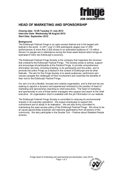 Application - Edinburgh Fringe