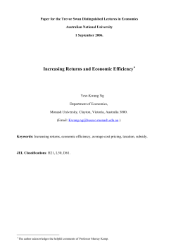 Increasing Returns and Economic Efficiency