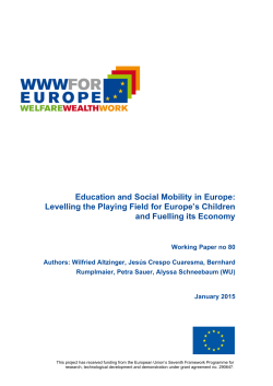 Education and Social Mobility in Europe: Levelling the Playing Field