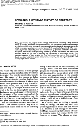 TOWARDS A DYNAMIC THEORY OF STRATEGY