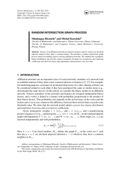 RANDOM INTERSECTION GRAPH PROCESS Mindaugas