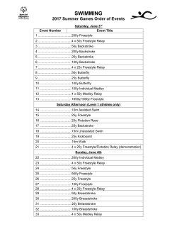 Summer Games Order of Events – Aquatics Competition