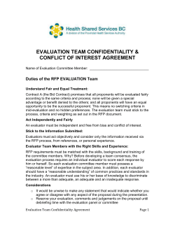 Evaluation Team Confidentiality Agreement