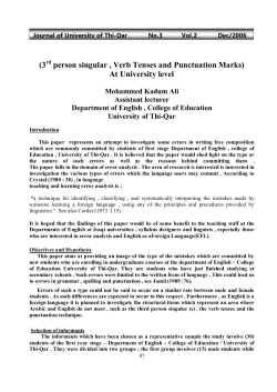 (3 person singular , Verb Tenses and Punctuation Marks) At