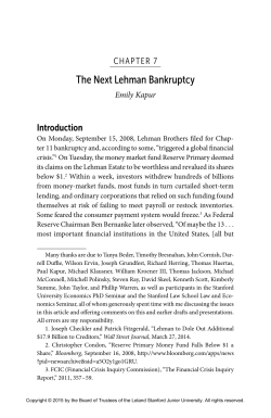 The Next Lehman Bankruptcy
