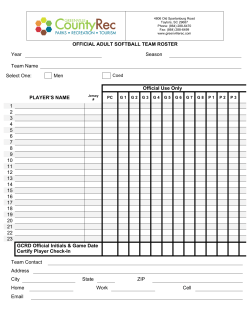 OFFICIAL ADULT SOFTBALL TEAM ROSTER Year Season Team