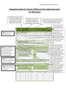 Explanatory Note for completing the Wild Game Intake Document