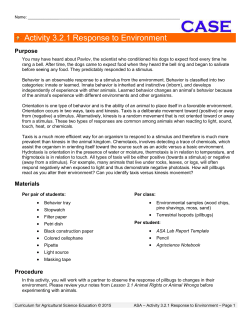 Activity 3.2.1 Response to Environment