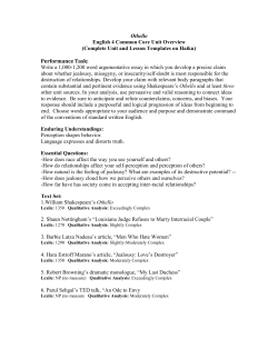 Othello English 4 Common Core Unit Overview (Complete Unit and