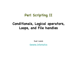 Perl Scripting II Conditionals, Logical operators, Loops