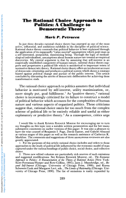 The Rational Choice Approach to Politics