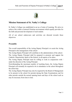 Role and Function of Deputy Principal, St Nathy`s College