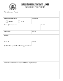 Title of Research Project - University of Health Sciences Lahore