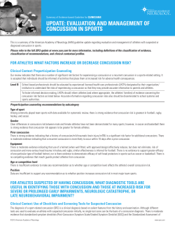 update: evaluation and management of concussion in sports