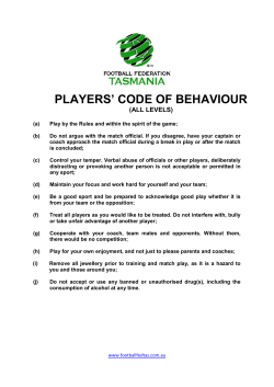 PLAYERS` CODE OF BEHAVIOUR