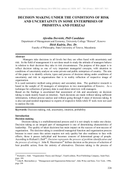 decision making under the conditions of risk and uncertainty in some