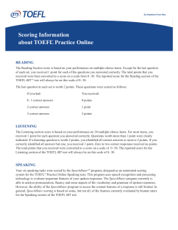 Scoring Information about TOEFL® Practice Online