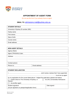 Appointment of agent form - The University of Sydney