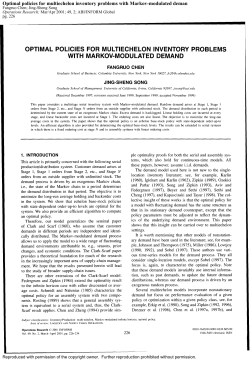 Optimal policies for multiechelon inventory problems with Markov