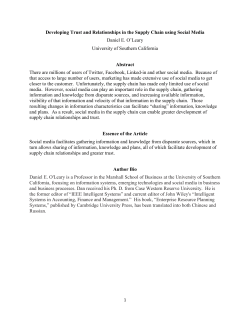 Developing Trust and Relationships in the Supply Chain using