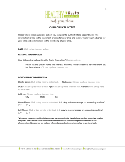 Child Clinical Intake - Healthy Roots Counseling